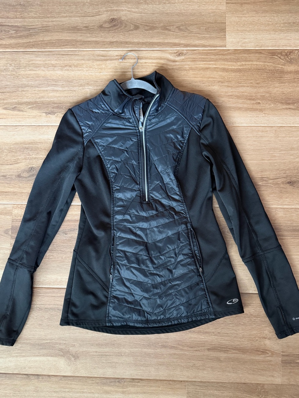 Champion Black Quilted Hybrid Half-Zip Ski Jacket